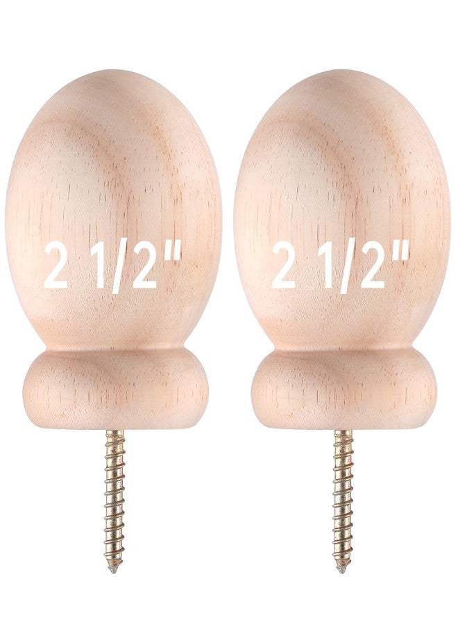 Maasechs 2 Pack 2.5" Round Wood Ball Curtain Rod Finial with Screw Newel Post Cap Wooden Finials Decorative for Bed Post DIY Crafts - Image 1
